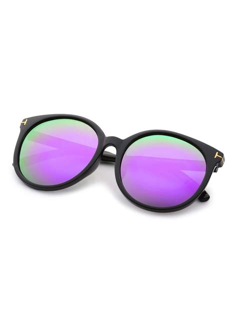 Purple Lenses Oversized Round Sunglasses Sheinsheinside