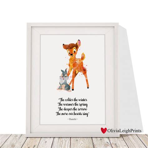 One day hunters arrive and bambi has to learn to be brave, like his father before him, in order to lead the other animals to safety. A4 Photo Frame Gift Thumper Disney Bambi Quote Say Something Nice