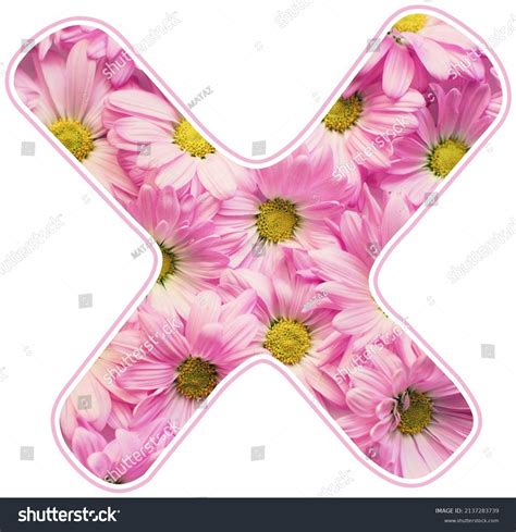 Pink Color Spring Flower Capital Letter Stock Illustration