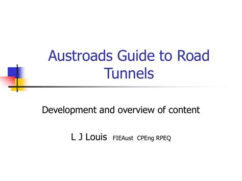 Austroads Guide To Road Tunnel Design