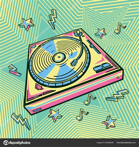 Funky Colorful Drawn Turntable Stock Vector Image By ©alexscholar