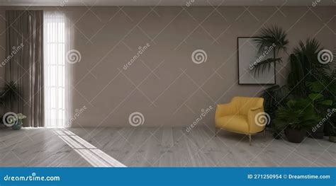 Room Interior Armchair Plant 3d Render 3d Illustration Stock