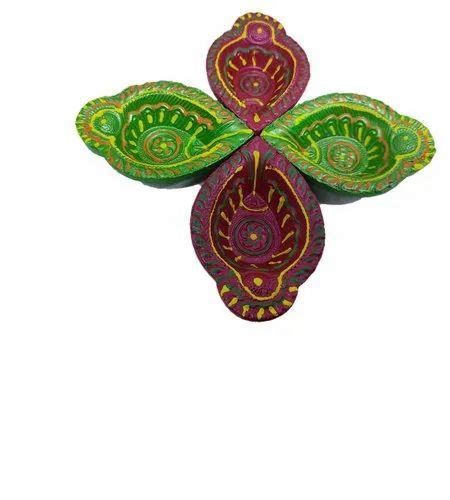 4 Piece Festivals Hand Painted Clay Diyas At Rs 20pack In Rajkot Id