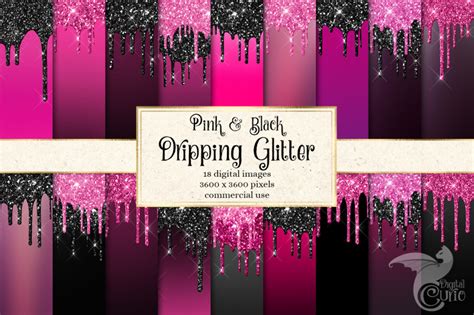 Pink And Black Dripping Glitter Backgrounds By Digital Curio