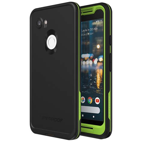 Waterproof, dirtproof, snowproof and dropproof, frē braves the elements while blocking them from soaking circuits or clogging ports. LifeProof Fre Case for Google Pixel 2 XL - Black / Lime