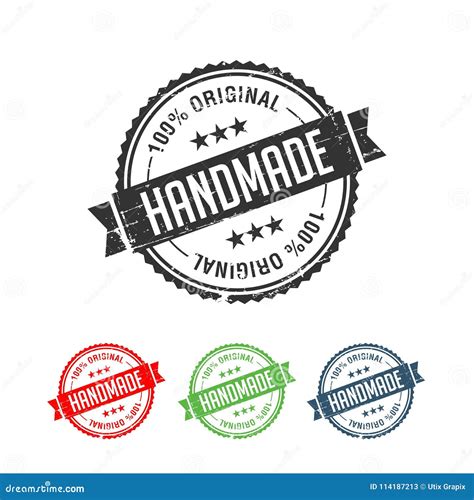 100 Original Handmade Authentic Label Badge Vector Stock Vector