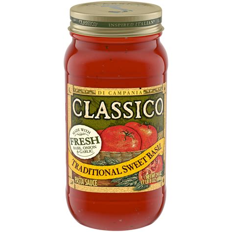 Classico Traditional Sweet Basil Pasta Sauce 24 Oz Jar