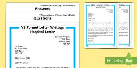 ks formal hospital letter differentiated reading