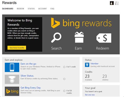 Search With Bing Rewards And Earn T Cards Jill Cataldo