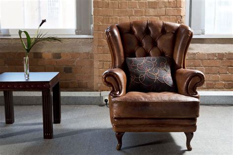 Living Room Brown Leather Armchair Vintage For Traditional Living Room