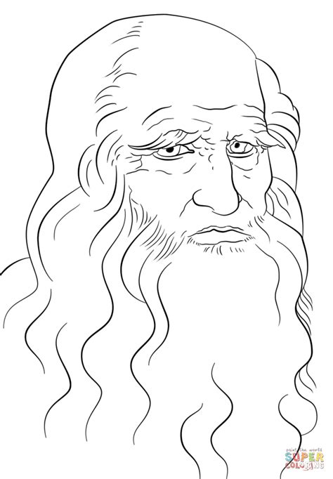 Leonardo Da Vinci Self Portrait Coloring Page Free Printable Coloring