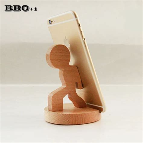 Creative 1pcs Mini Wooden Mobile Phone Holder Stand Base Kawaii Cool