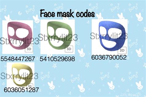 Cute Face Mask Codes For Bloxburg