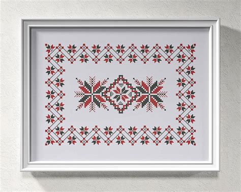 traditional russian embroidery pattern folk cross stitch etsy