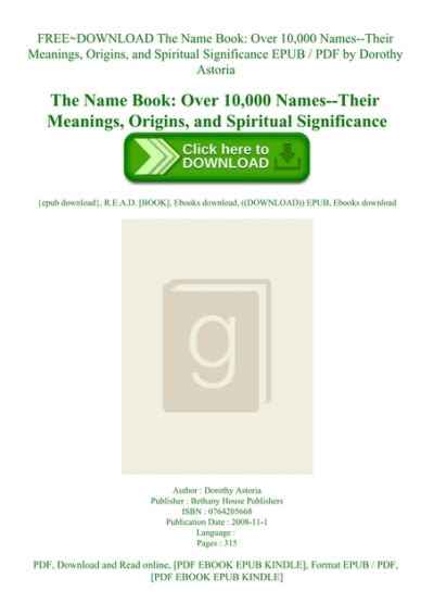 Free~download The Name Book Over 10 000 Names Their Meanings Origins