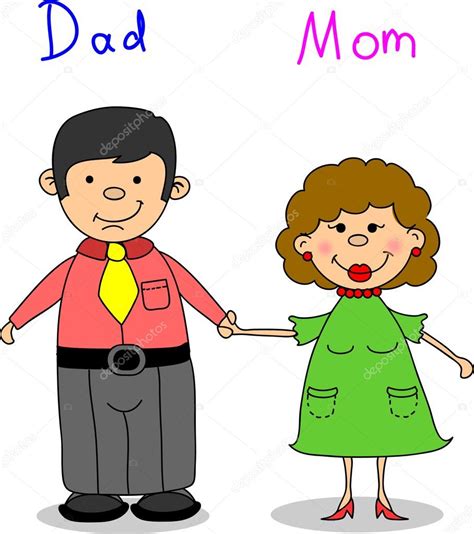 Mamá Y Papá De La Mano — Vector De Stock © Virinaflora