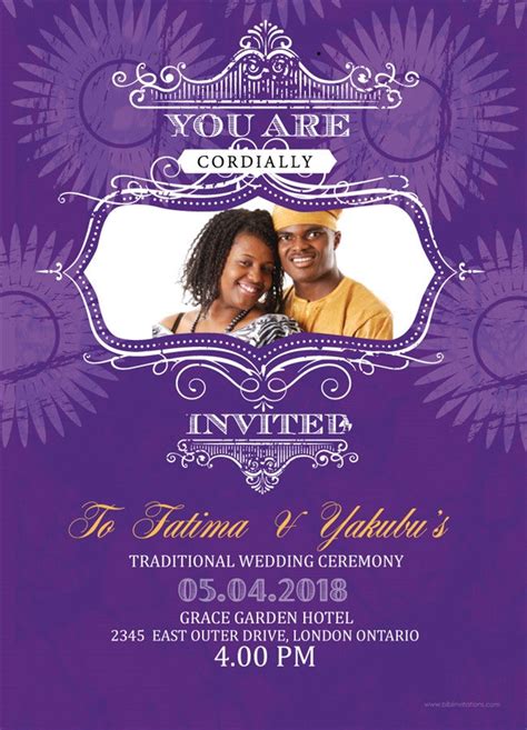 Printable African Wedding Invitation Card Bibi Invitations