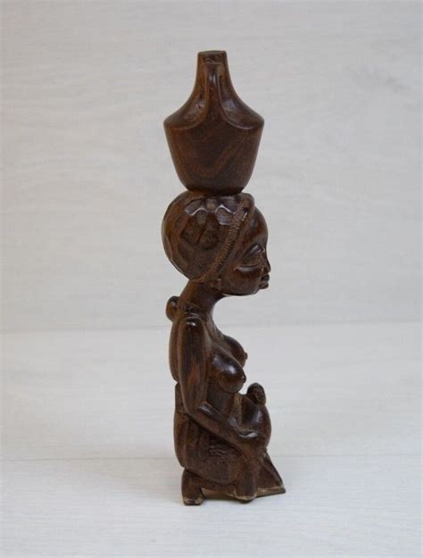 Antike Heilige Ebenholz Holz Afrikanische Figur Statue Der Erotischen