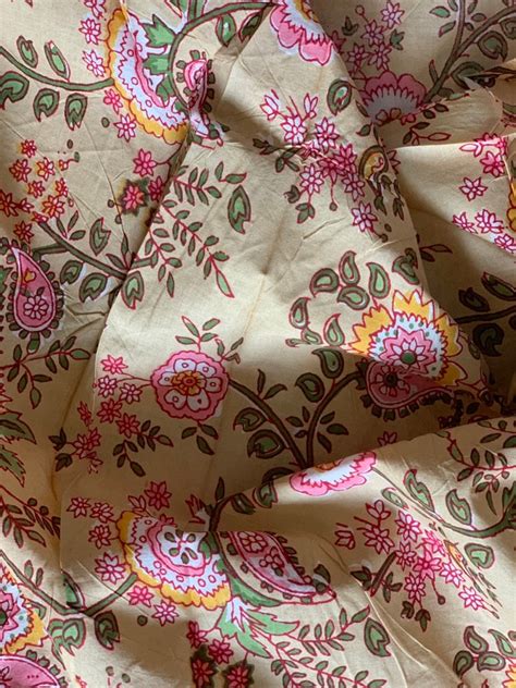 Beige Soft Cotton Fabric Sewing Theme Fabric Modern Floral Etsy