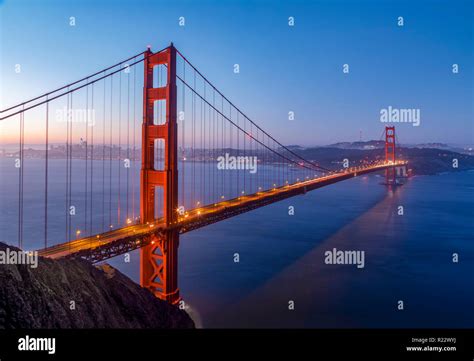 The Iconic Golden Gate Bridge Is Backed By San Francisco Bay And The