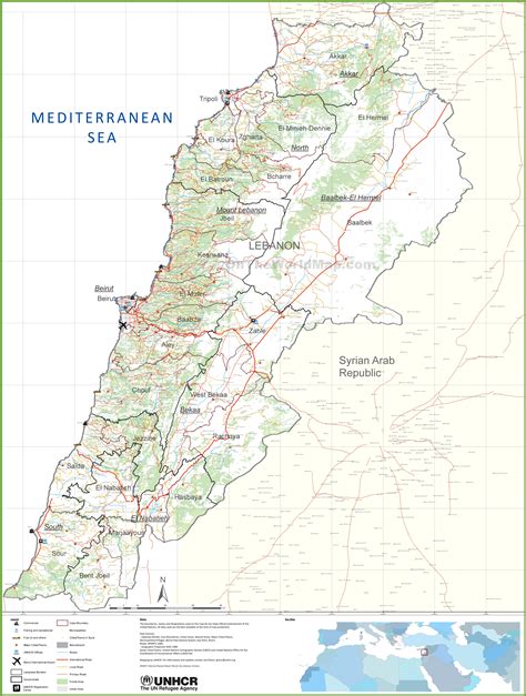 Large Detailed Map Of Lebanon