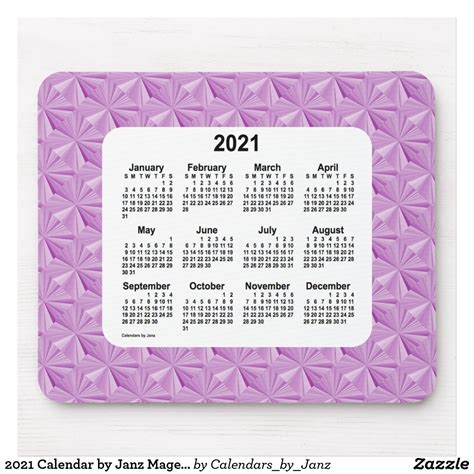 2021 Calendar By Janz Magenta Diamonds Mouse Pad