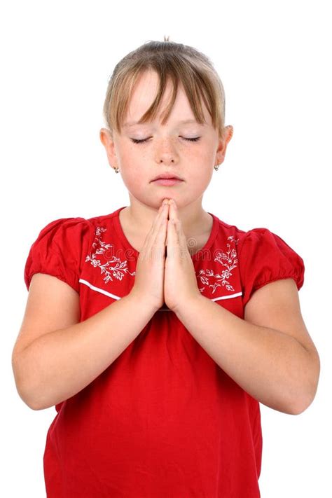 Girl With Clasped Hands And Eyes Closed Praying Stock Image Image Of