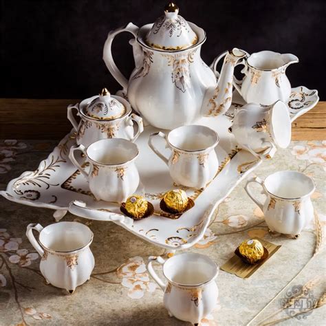 Ceramic Coffee Set European Style Tea Set With Tray English Afternoon