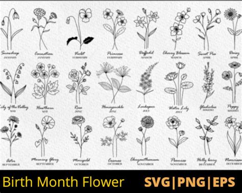 Birth Month Flower Bouquet Svg Bundle Birth Month Flower Flower Svg