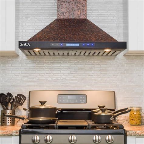Akdy 30 In Convertible Wall Mount Embossed Copper Vine Design Kitchen