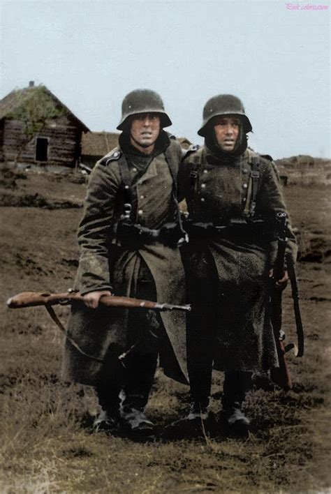 2 Battle Weary German Soldiers On The Eastern Front 1942 Russia R