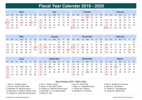 More 2020 India Fiscal Calendar Templates