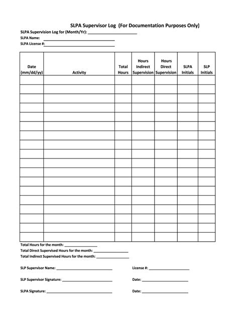 Supervision Log Template Fill Out And Sign Online Dochub