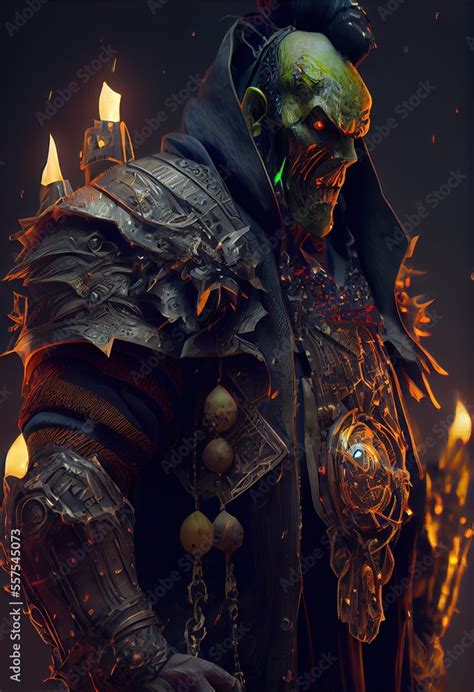 Male Warlock Orc Dnd Fantasy Character Generative Ai Stock