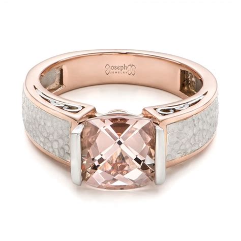 Fine oval peach pink morganite. Custom Two-Tone Morganite Engagement Ring #102288