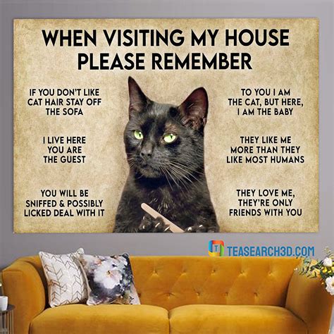 When visiting my house please remember cat horizontal poster