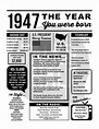 1947 The Year You Were Born PRINTABLE Born in 1947 | Etsy