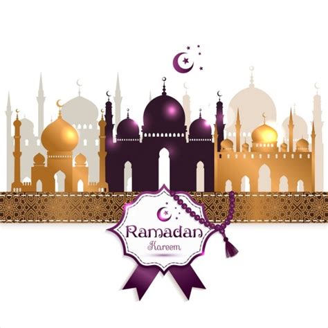 Ramadan Kareem Carte Célébration De Voeux Décorée Avec Cadre Et Mosquée