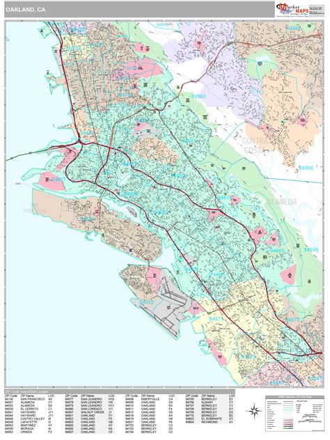Oakland California Wall Map Premium Style By Marketmaps Mapsales
