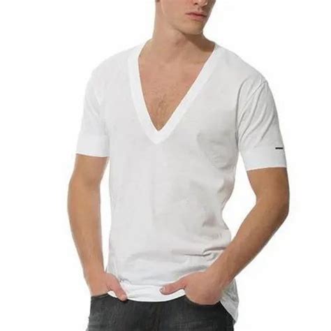 White Plain Men Cotton V Neck T Shirt At Rs 160 In Thane Id 17018663591