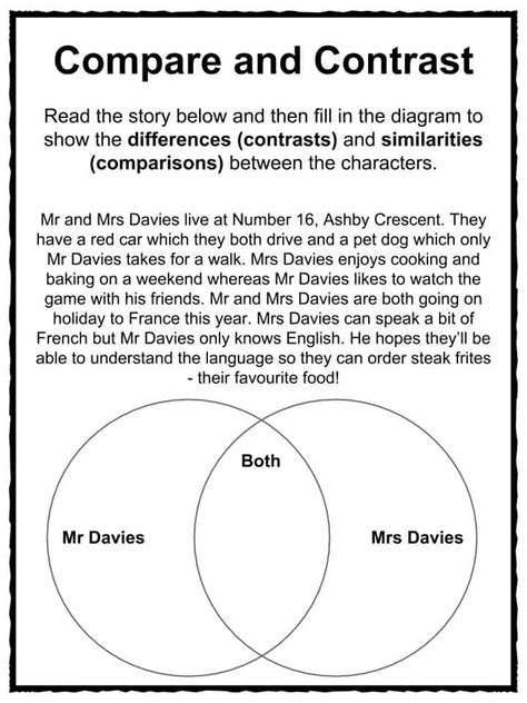 Free Printable Compare And Contrast Worksheets For 2nd Grade

