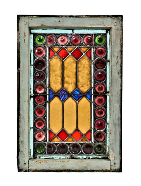 Original C 1880s Antique American Salvaged Chicago Interior Residential Stained Glass Window