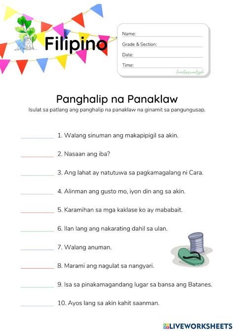 Panghalip Na Panaklaw Worksheet Hunterswoodsph Filipino Exercise