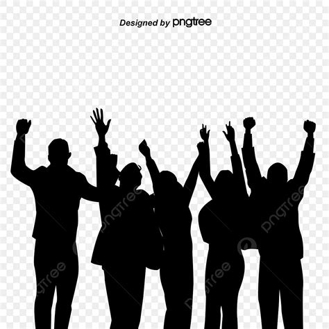 Silhouettes Cheering Silhouette Png Free A Cheerful Silhouette Of