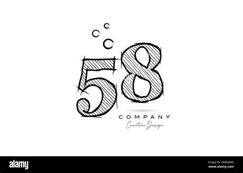 Hand Drawing Number 58 Logo Icon Design For Company Template Or