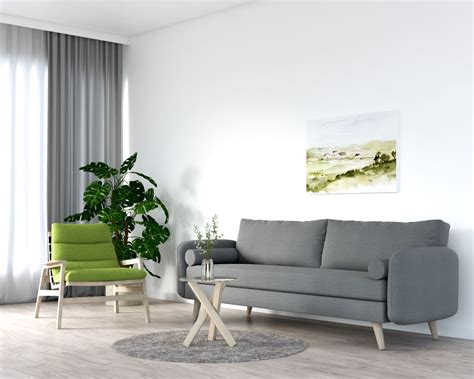Gray Couch With Olive Green Armchair 