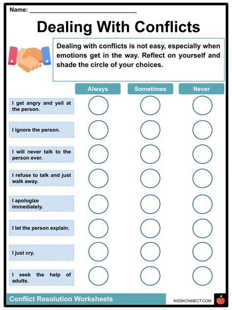 Conflict Resolution Worksheets Classful Worksheets Library