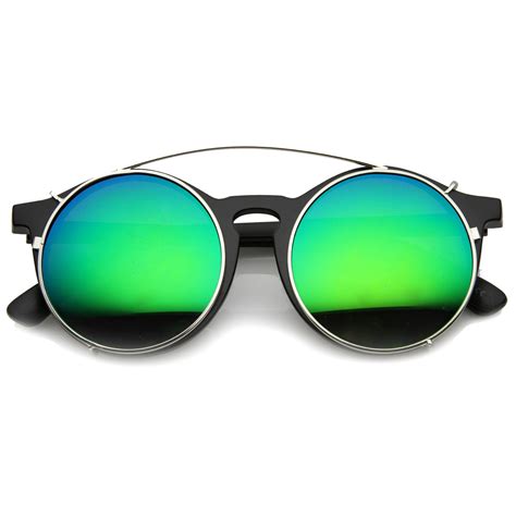 Matte Black Silver Midnight Revo Sunglasses Round Lens Sunglasses