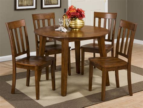 Jofran Simplicity Round Table And 4 Chair Set With Slat Back Chairs