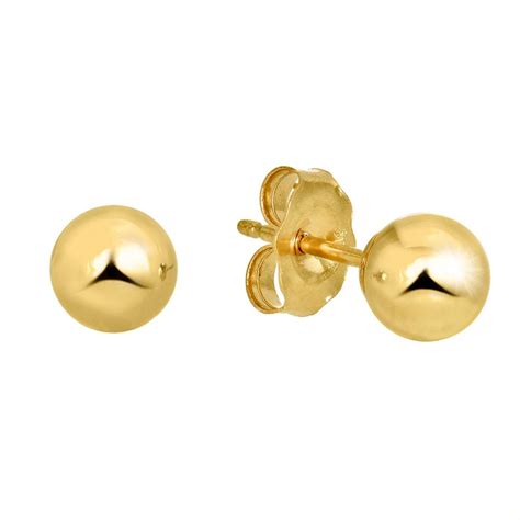 14k Yellow Gold Ball Stud Earrings 2mm 3mm 4mm 5mm 6mm 7mm 8mm 10mm